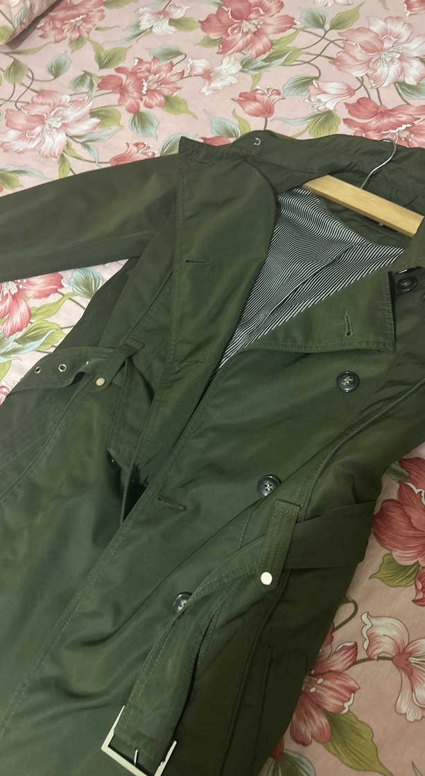 Düğmeli Yeşil Midi Kadın Trençkot - Görsel 2