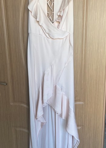 Zara Pembe Drapeli V Yakalı Midi Elbise
