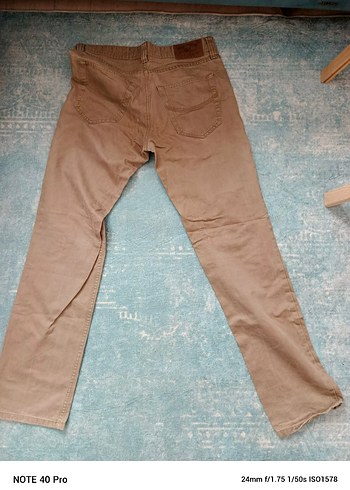 32 Beden camel Renk Bej Regular Fit Kemerli Keten Pantolon