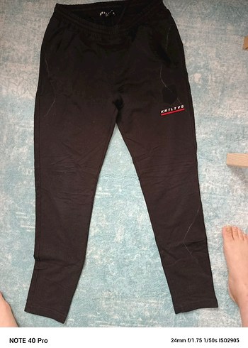 Siyah Erkek Jogger Eşofman Altı Velcro Detaylı