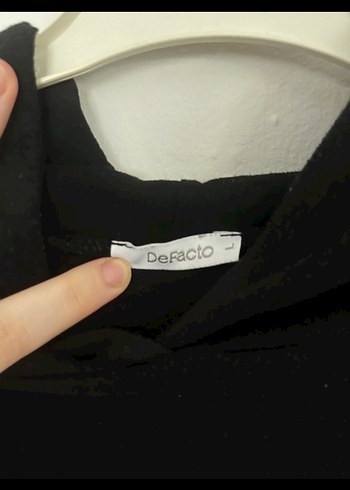 Defacto Siyah Kapüşonlu Baskılı Sweatshirt