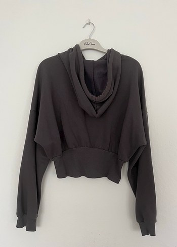 Koton Gri Kapüşonlu Belden Oturmalı Sweatshirt