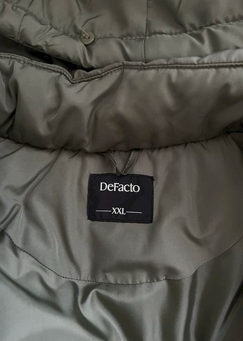 xxl Beden Düğmeli Kapüşonlu Haki Kadın Mont