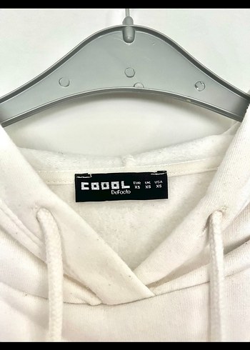 xs Beden Beyaz Kapüşonlu Baskılı Kadın Sweatshirt