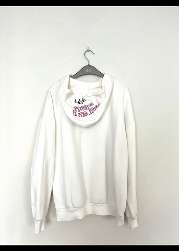 Defacto Beyaz Kapüşonlu Baskılı Kadın Sweatshirt