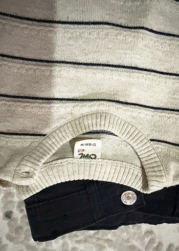 Gri Çizgili Erkek Bebek Örgü Takım - Görsel 4