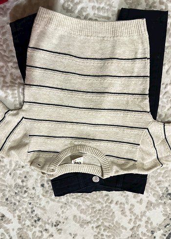 Gri Çizgili Erkek Bebek Örgü Takım - Görsel 3