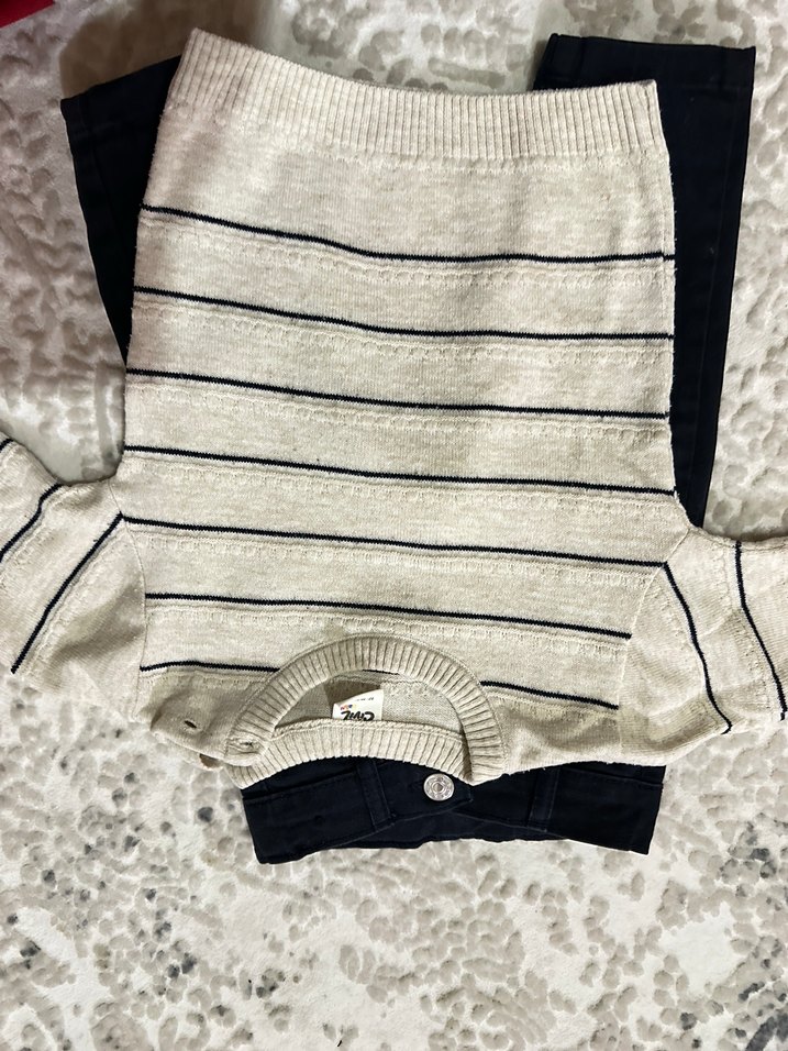 Gri Çizgili Erkek Bebek Örgü Takım - Görsel 3