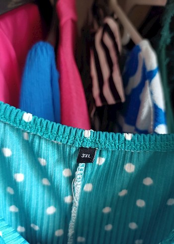 Puantiye Desenli Turkuaz Elbisesi - Görsel 5