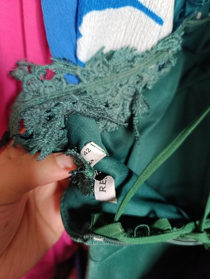 Turkuaz Drapeli Uzun Kadın Elbise - Görsel 3