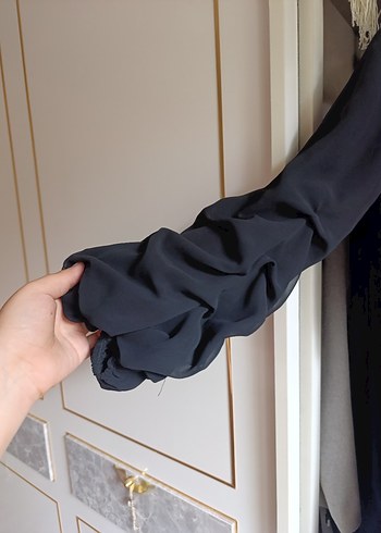 Drapeli Siyah Uzun Elbise - Görsel 3