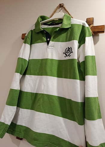 Uzun Kollu Yeşil Çizgili Polo Tişört - Görsel 2