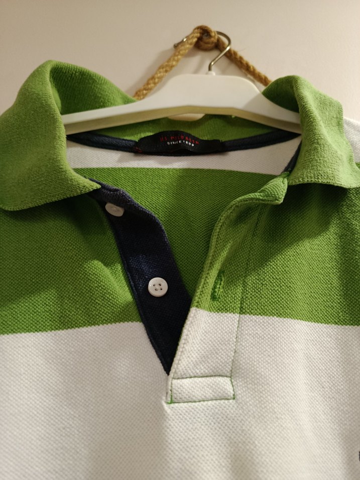 Uzun Kollu Yeşil Çizgili Polo Tişört - Görsel 4