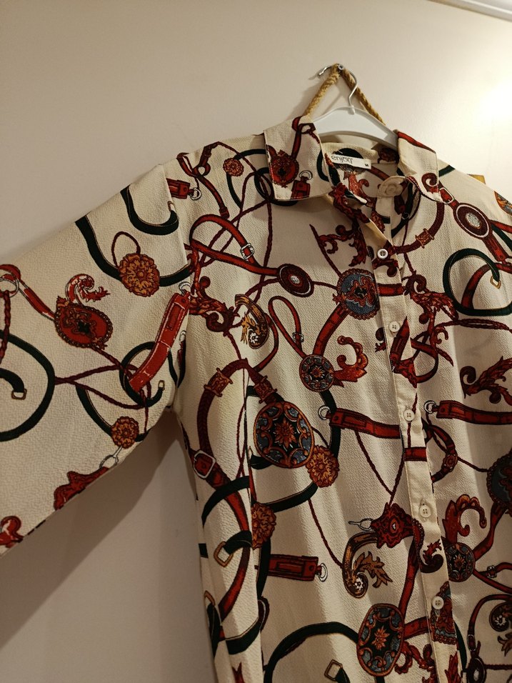 Desenli Şık Kadın Gömlek - Görsel 3