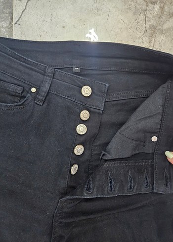 Düğmeli Siyah Skinny Jean - Görsel 3