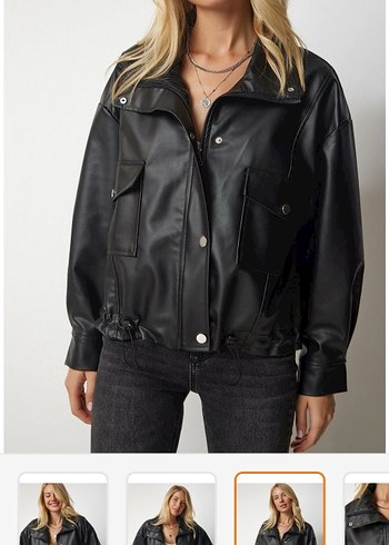 Siyah Deri  Ceket - Görsel 7