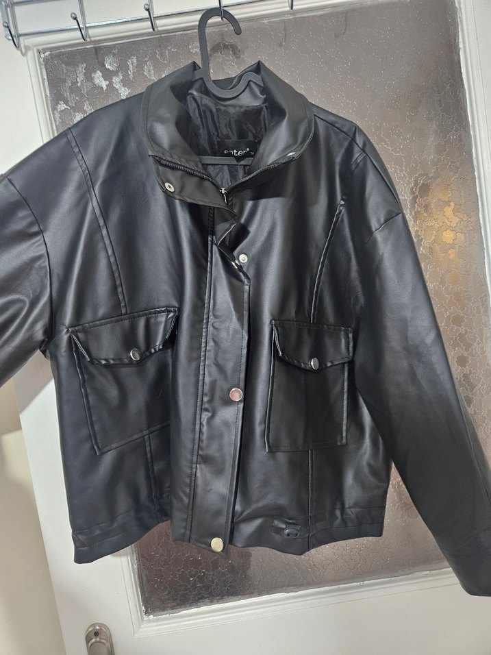 Siyah Deri  Ceket - Görsel 5