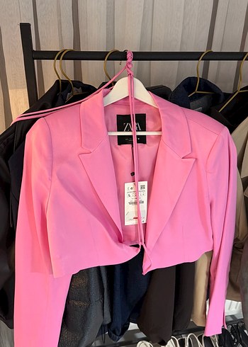 Zara Canli Pembe Kisa Blazer Ceket