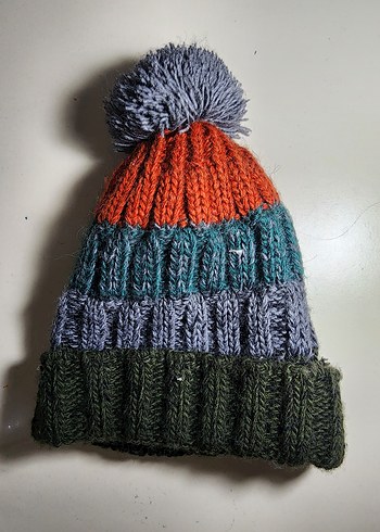 Renkli Kadın Örgü Bere Ponponlu - Görsel 2