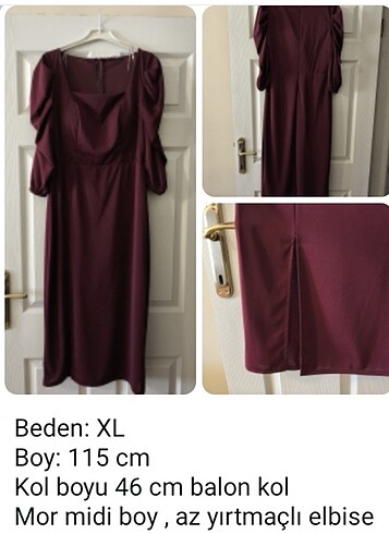 xl Beden mor Renk Mor midi abiye