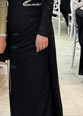 Uzun Siyah Gotik Drapeli Kadın Abiye Elbise Kiralik