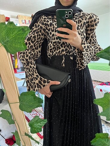 Leopar etek üstü gömlek