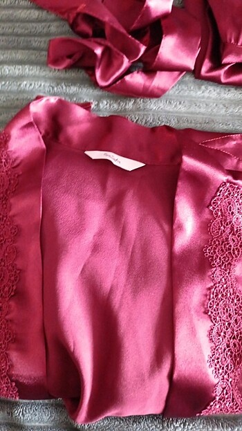 s Beden bordo Renk Pierre Cardin Saten Gecelik Takım