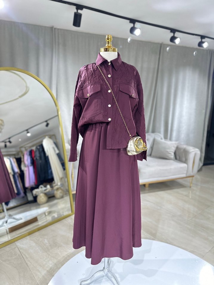 Mor İşlemeli Kadın Takım Elbise - Görsel 4