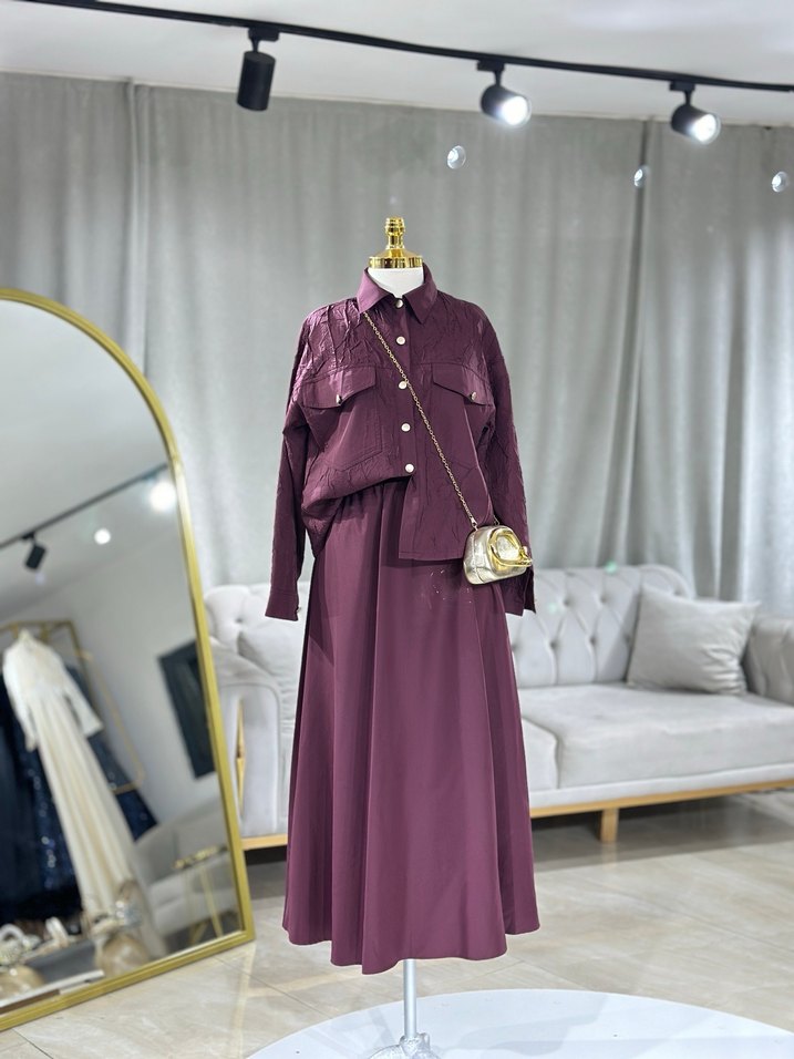 Mor İşlemeli Kadın Takım Elbise - Görsel 5