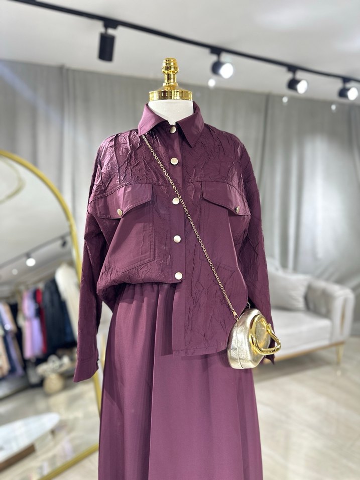 Mor İşlemeli Kadın Takım Elbise - Görsel 3