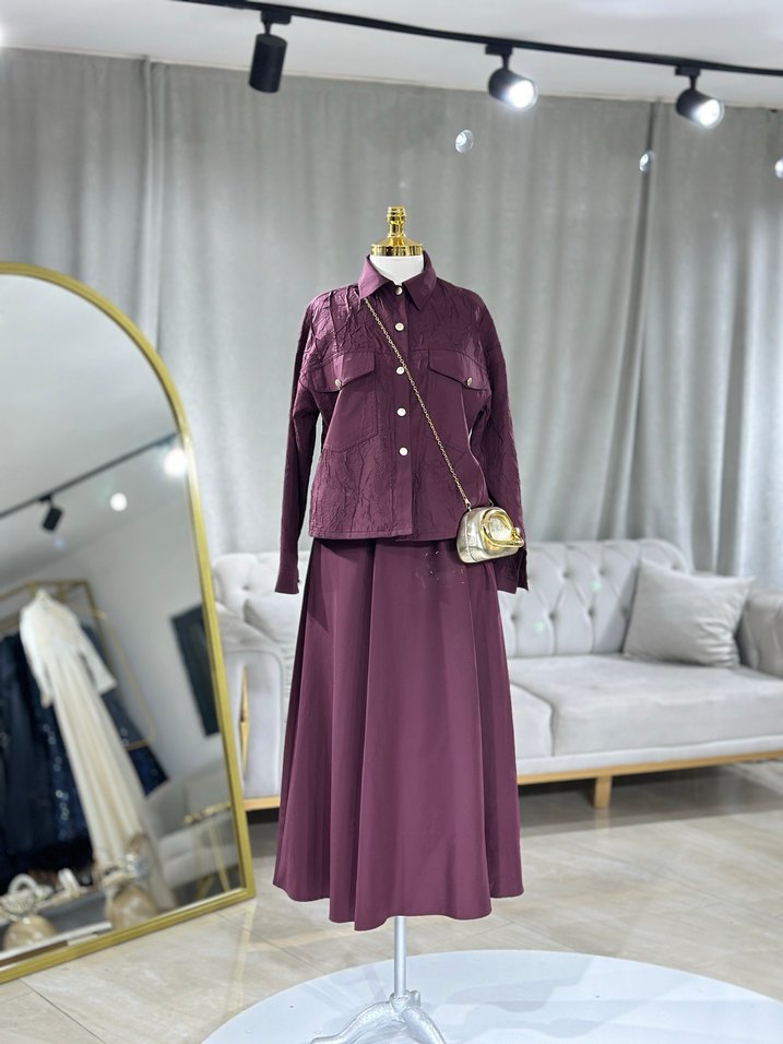 Mor İşlemeli Kadın Takım Elbise - Görsel 2