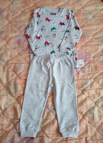 CİVİL BABY erkek bebek gri pijama takımı 