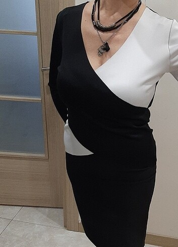 l Beden siyah Renk Kruvaze yaka bluz