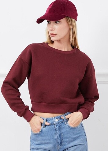 diğer Beden Crop sweatshirt, içi polarlı