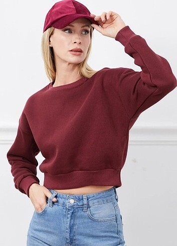 Diğer Crop sweatshirt, içi polarlı