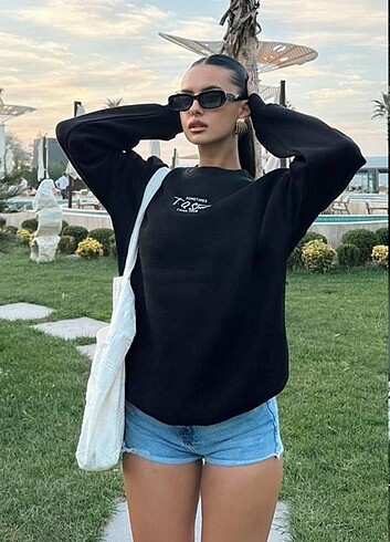 m Beden siyah Renk Sweatshirt, oversize / kalın kumaş