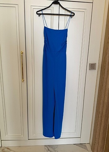 Zara Zara mavi renk abiye uzun tulum 