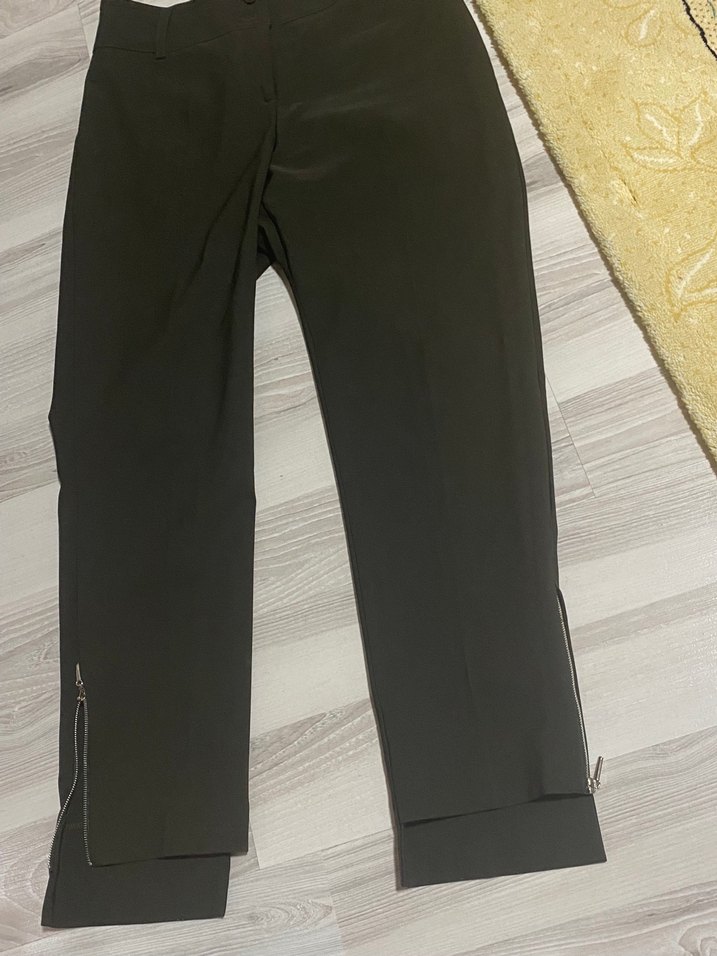 Kadın Haki Regular Fit Cigarette Pantolon - Görsel 3