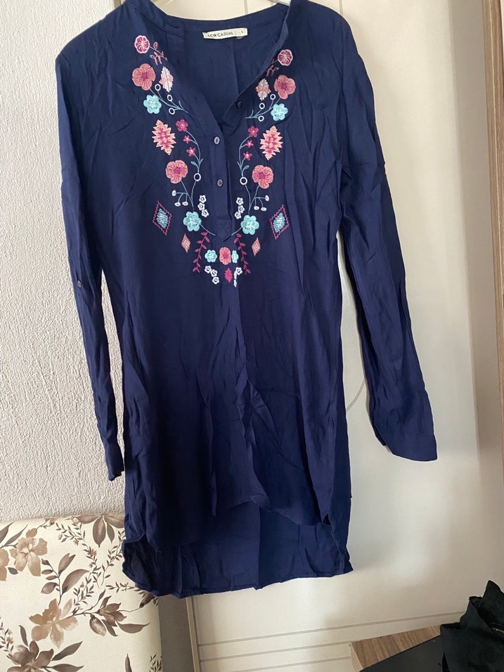Nakışlı Lacivert Tunik — görsel 4/4