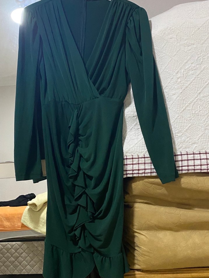 Parlak Yeşil Yılan Desenli Mini Elbise — görsel 2/4