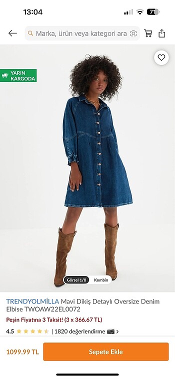 xl Beden Trendyolmilla denim elbise