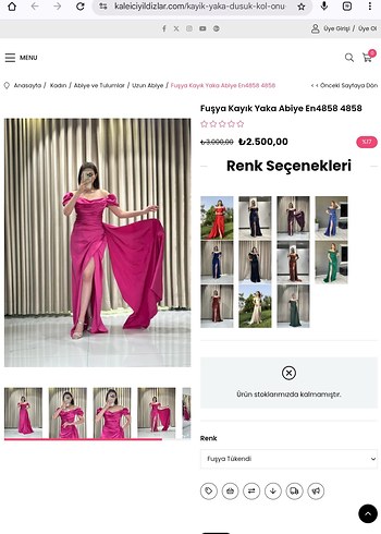 Parlak Pembe Drapeli Uzun Abiye Elbise - Görsel 2