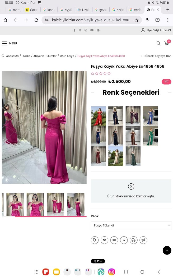 Parlak Pembe Drapeli Uzun Abiye Elbise - Görsel 3