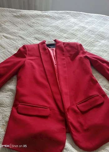 Düğmeli Kırmızı Kadın Blazer Ceket - Görsel 2