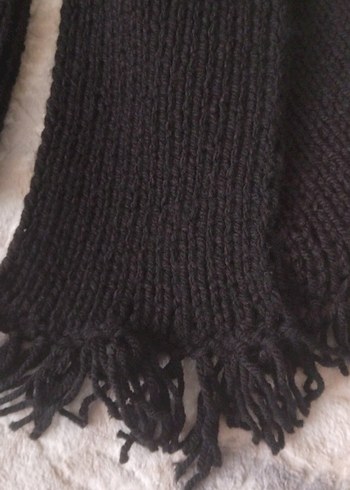 Erkek Siyah Örgü Bere ve Atkı Seti - Görsel 3