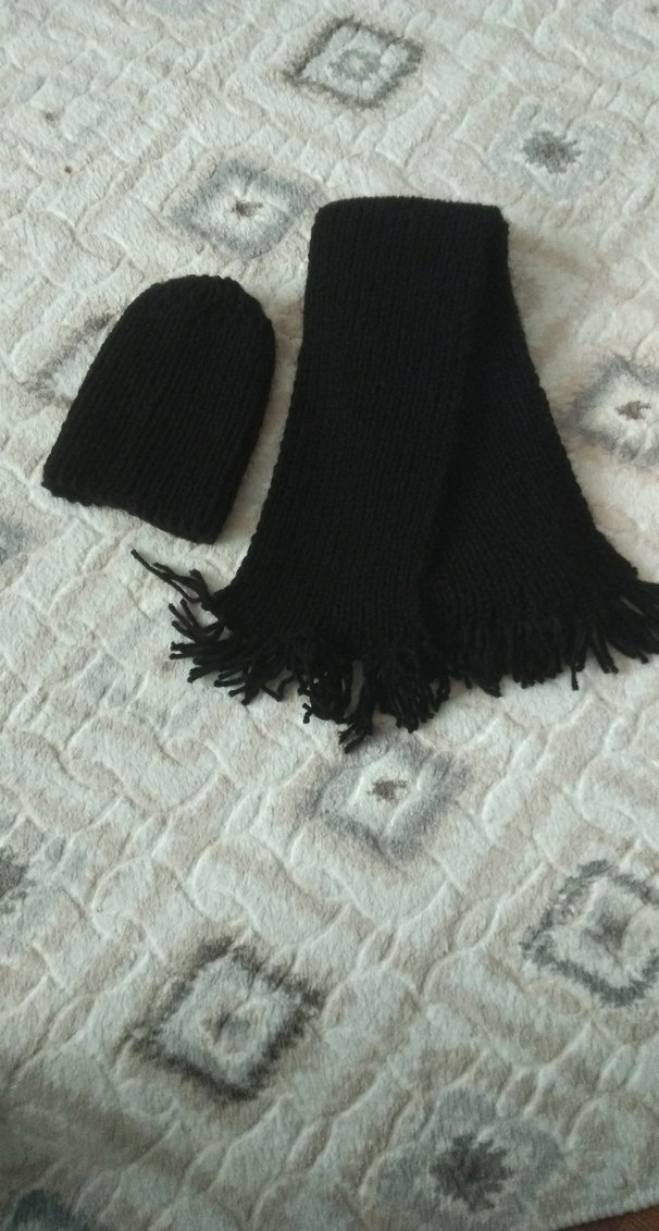 Erkek Siyah Örgü Bere ve Atkı Seti - Görsel 2