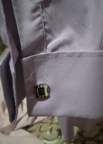 Düğmeli Mor Gri Uzun Kollu Erkek Gömlek - Görsel 3