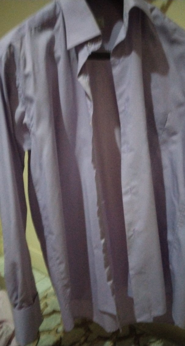 Düğmeli Mor Gri Uzun Kollu Erkek Gömlek - Görsel 2