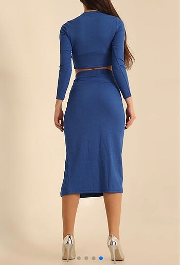 Saks mavısı burgu kumaş alt üst takım - Görsel 3