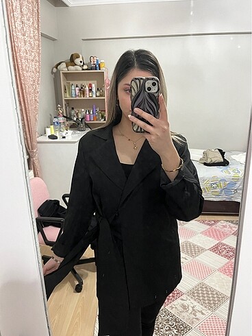 Bel bağlamalı ceket - Görsel 2